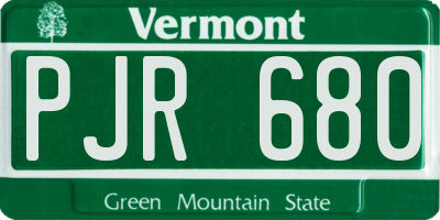 VT license plate PJR680