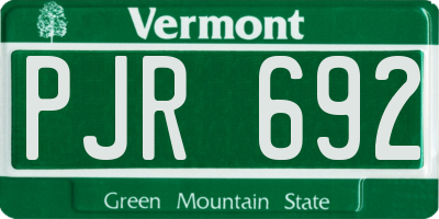 VT license plate PJR692
