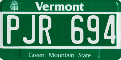 VT license plate PJR694