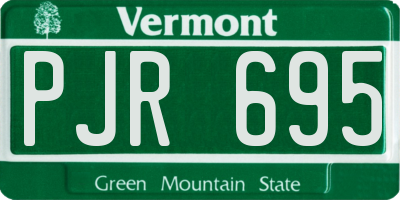 VT license plate PJR695