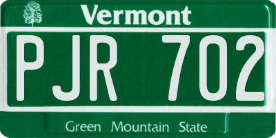 VT license plate PJR702