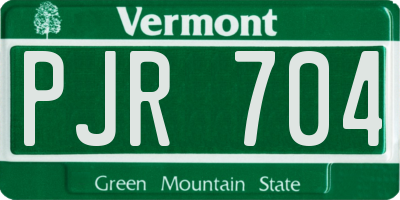 VT license plate PJR704