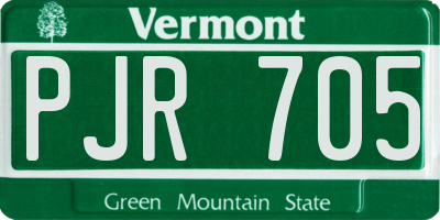 VT license plate PJR705