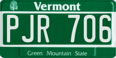 VT license plate PJR706
