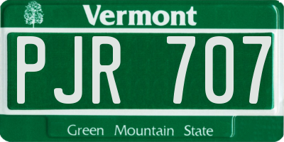 VT license plate PJR707