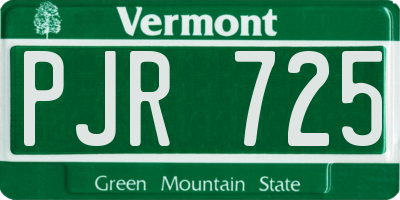 VT license plate PJR725