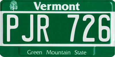 VT license plate PJR726