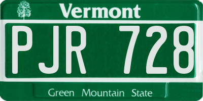 VT license plate PJR728