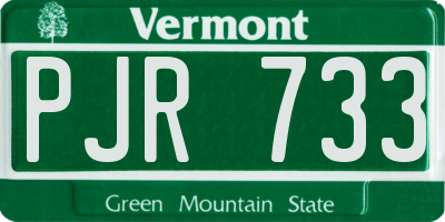 VT license plate PJR733