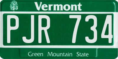 VT license plate PJR734