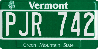 VT license plate PJR742