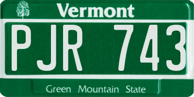 VT license plate PJR743