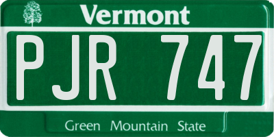 VT license plate PJR747