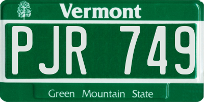 VT license plate PJR749