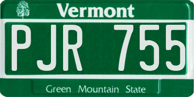 VT license plate PJR755