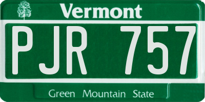 VT license plate PJR757