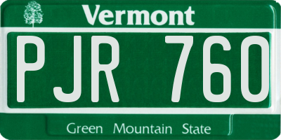 VT license plate PJR760