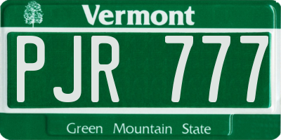 VT license plate PJR777