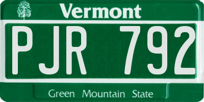 VT license plate PJR792
