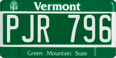 VT license plate PJR796