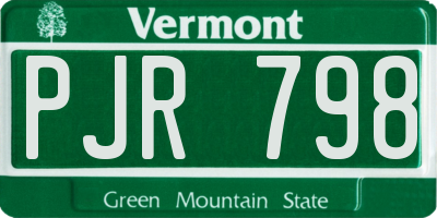 VT license plate PJR798