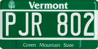 VT license plate PJR802