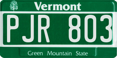VT license plate PJR803