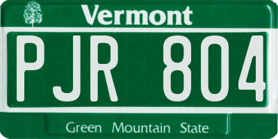 VT license plate PJR804