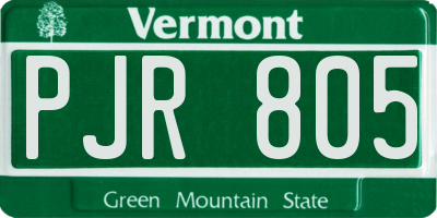 VT license plate PJR805