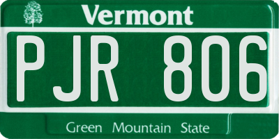 VT license plate PJR806