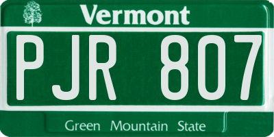 VT license plate PJR807