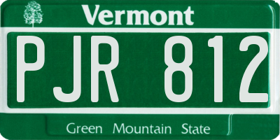 VT license plate PJR812