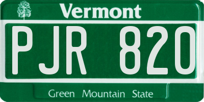 VT license plate PJR820