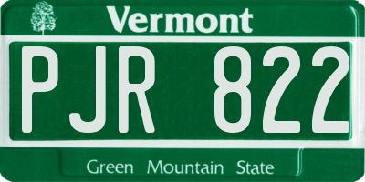 VT license plate PJR822