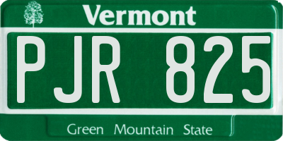 VT license plate PJR825