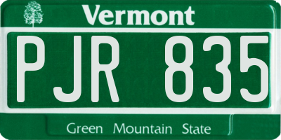 VT license plate PJR835