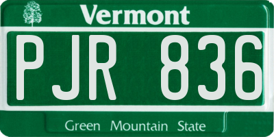 VT license plate PJR836