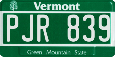 VT license plate PJR839