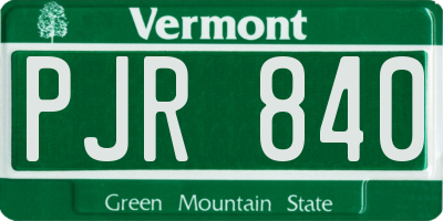 VT license plate PJR840