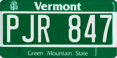 VT license plate PJR847