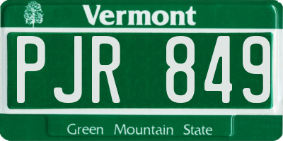 VT license plate PJR849