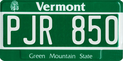 VT license plate PJR850