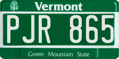 VT license plate PJR865
