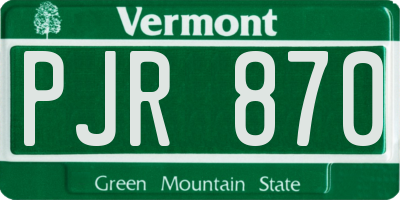 VT license plate PJR870