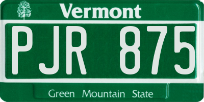 VT license plate PJR875