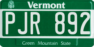 VT license plate PJR892