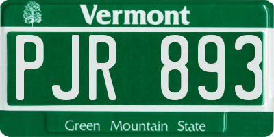VT license plate PJR893