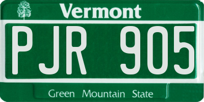 VT license plate PJR905
