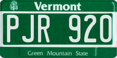 VT license plate PJR920