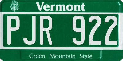 VT license plate PJR922